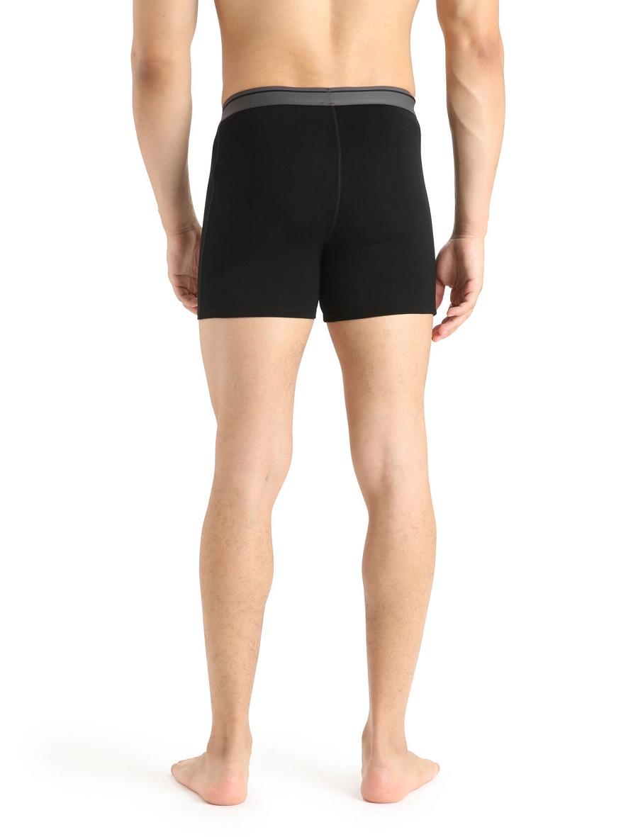 Black Men's Icebreaker Merino Anatomica Boxers With Fly Underwear | USA 1309UZGT